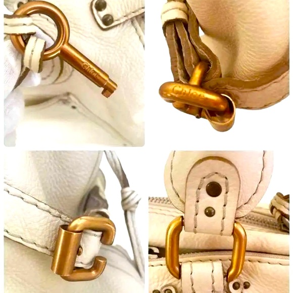Chloe Tote Boston Bag Shoulder Bag Leather Ivory women's made in Italy 🇮🇹 - Picture 8 of 9
